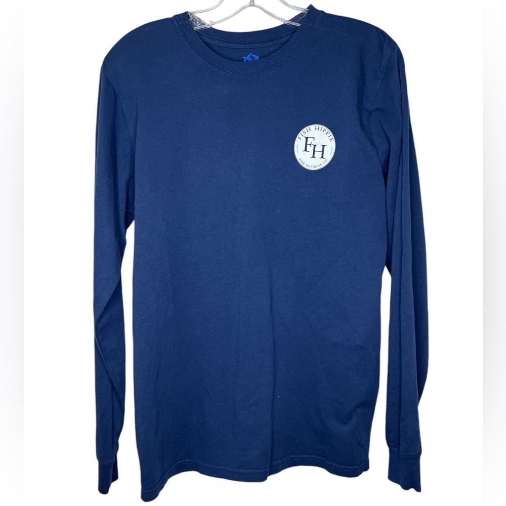 Fish Hippie Long Sleeve Navy Tee Shirt - Men’s Small - Picture 2 of 4